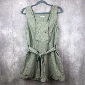 Lark & Wolff Romper Womens Medium Shorts Linen Cotton Blend Gray Lagenlook
